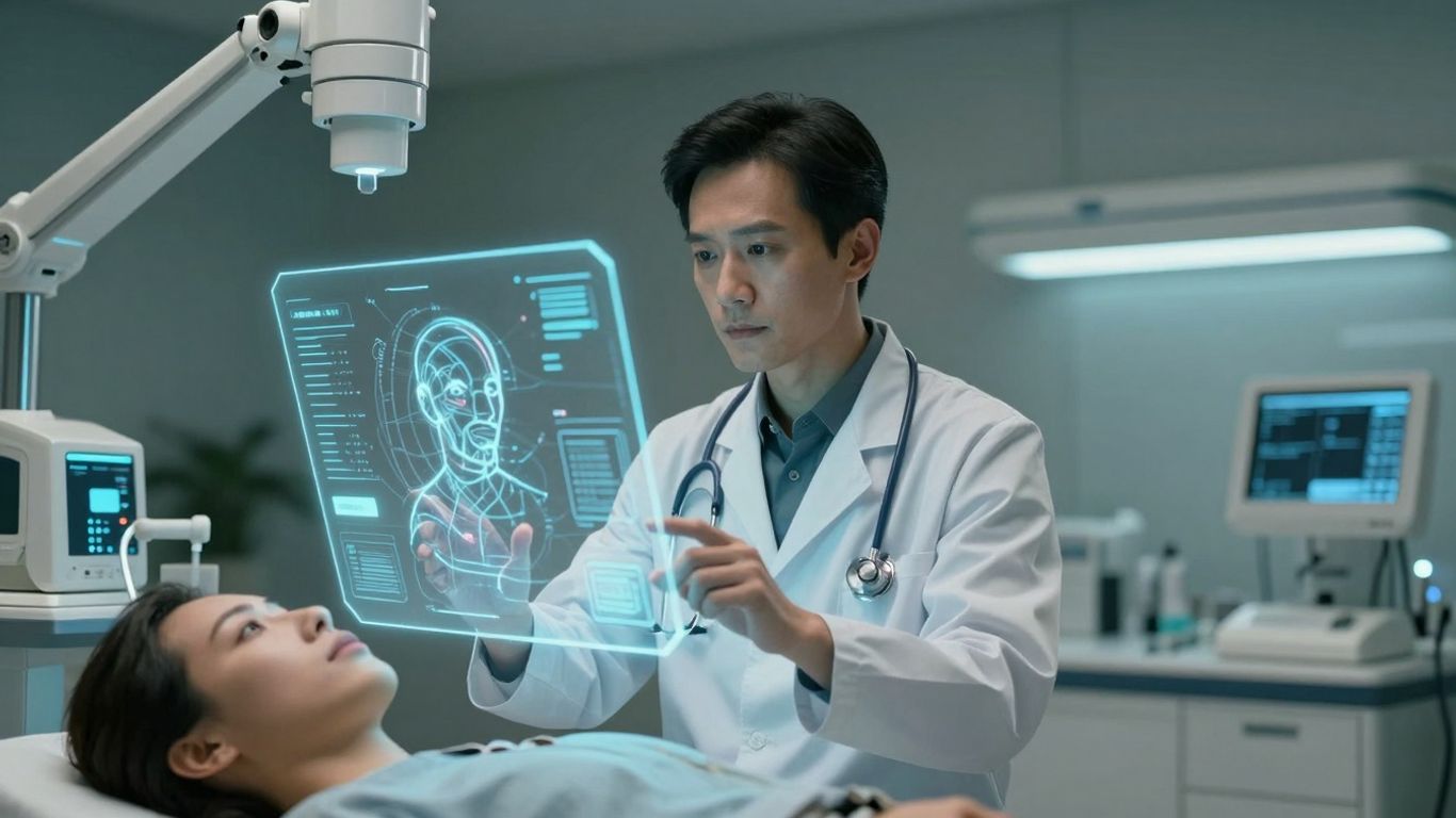 Doctor using AI interface for patient care