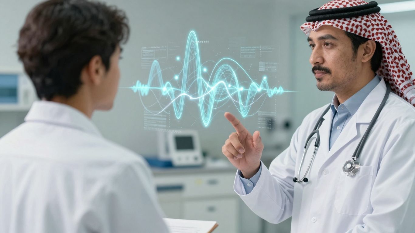 Doctor and patient with digital connection