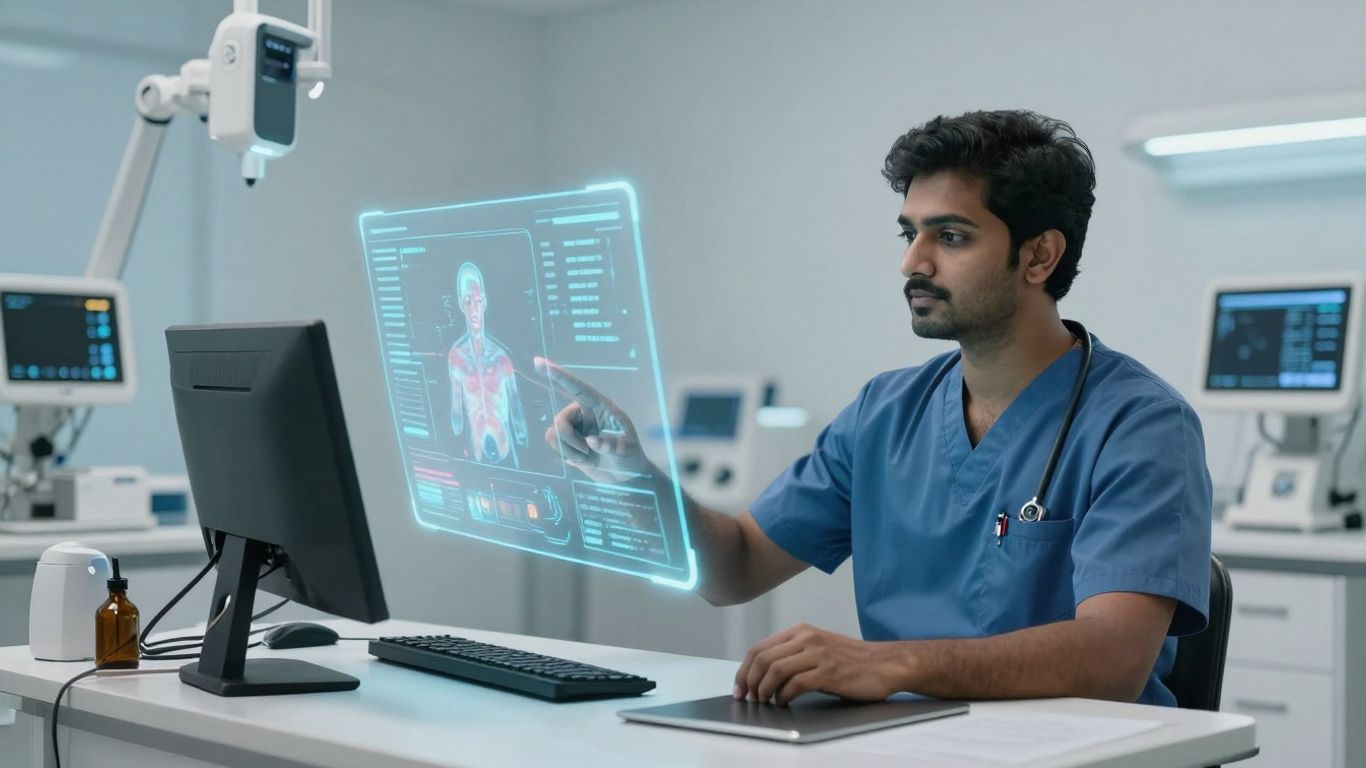 Doctor using advanced technology for patient care.