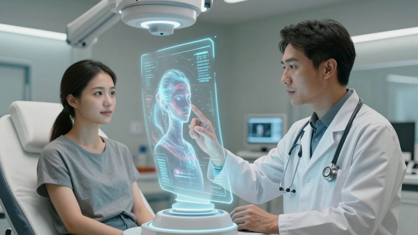 AI voice agent assisting doctor and patient in healthcare.