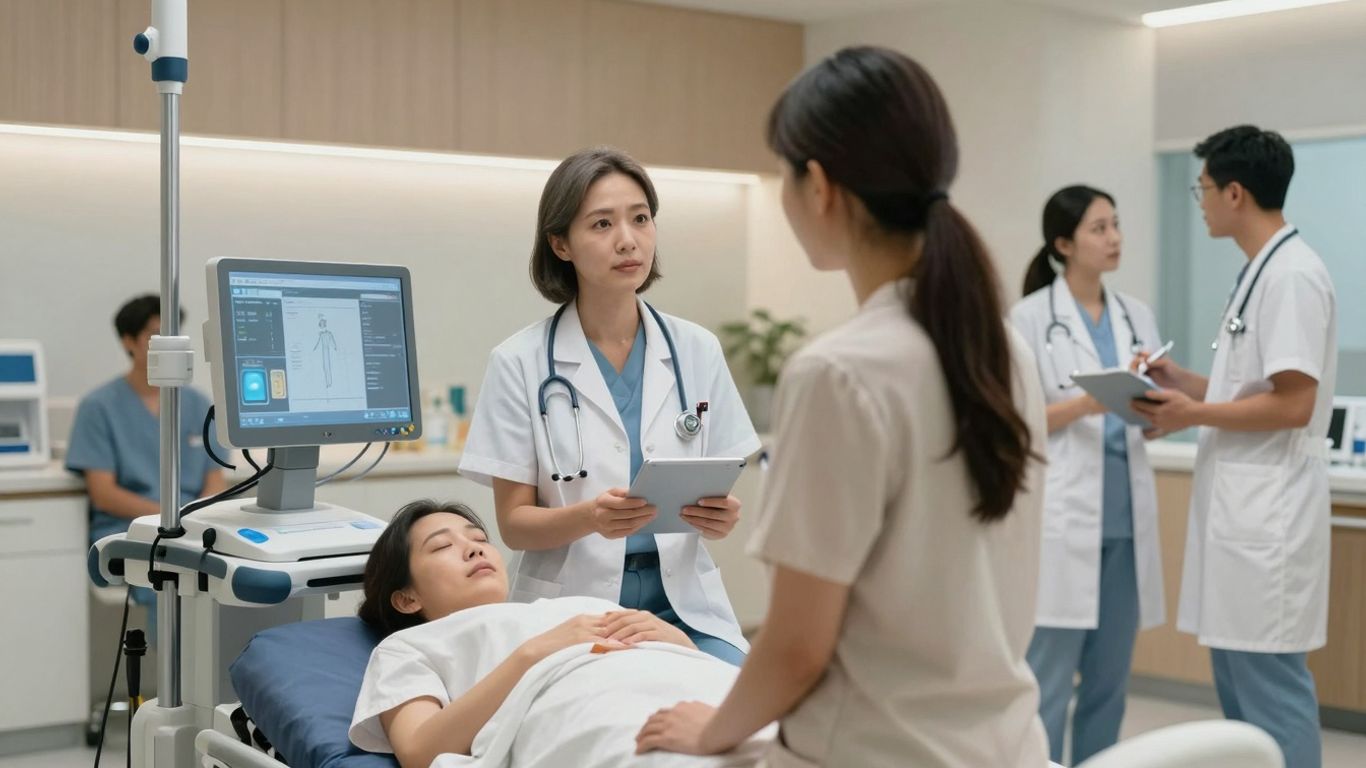 Healthcare professionals and patients communicating effectively.