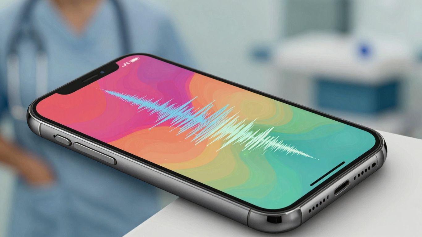Abstract sound waves on a smartphone screen.