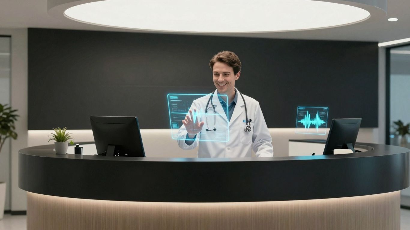 Healthcare professional using voice AI interface