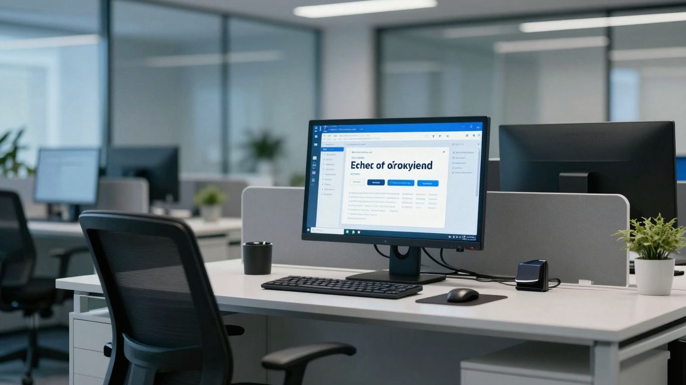 Modern office with advanced technology and healthcare focus.