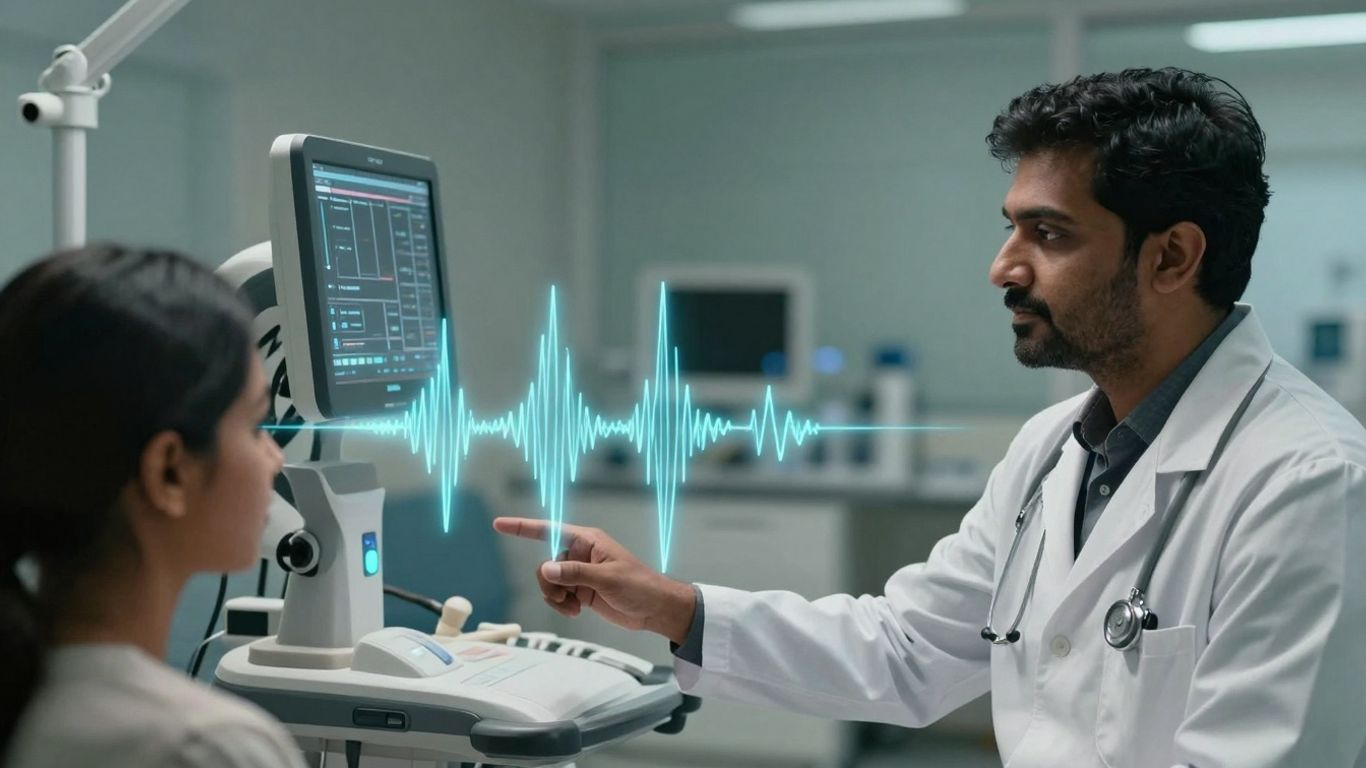 AI voice technology assisting doctor-patient interaction in healthcare.