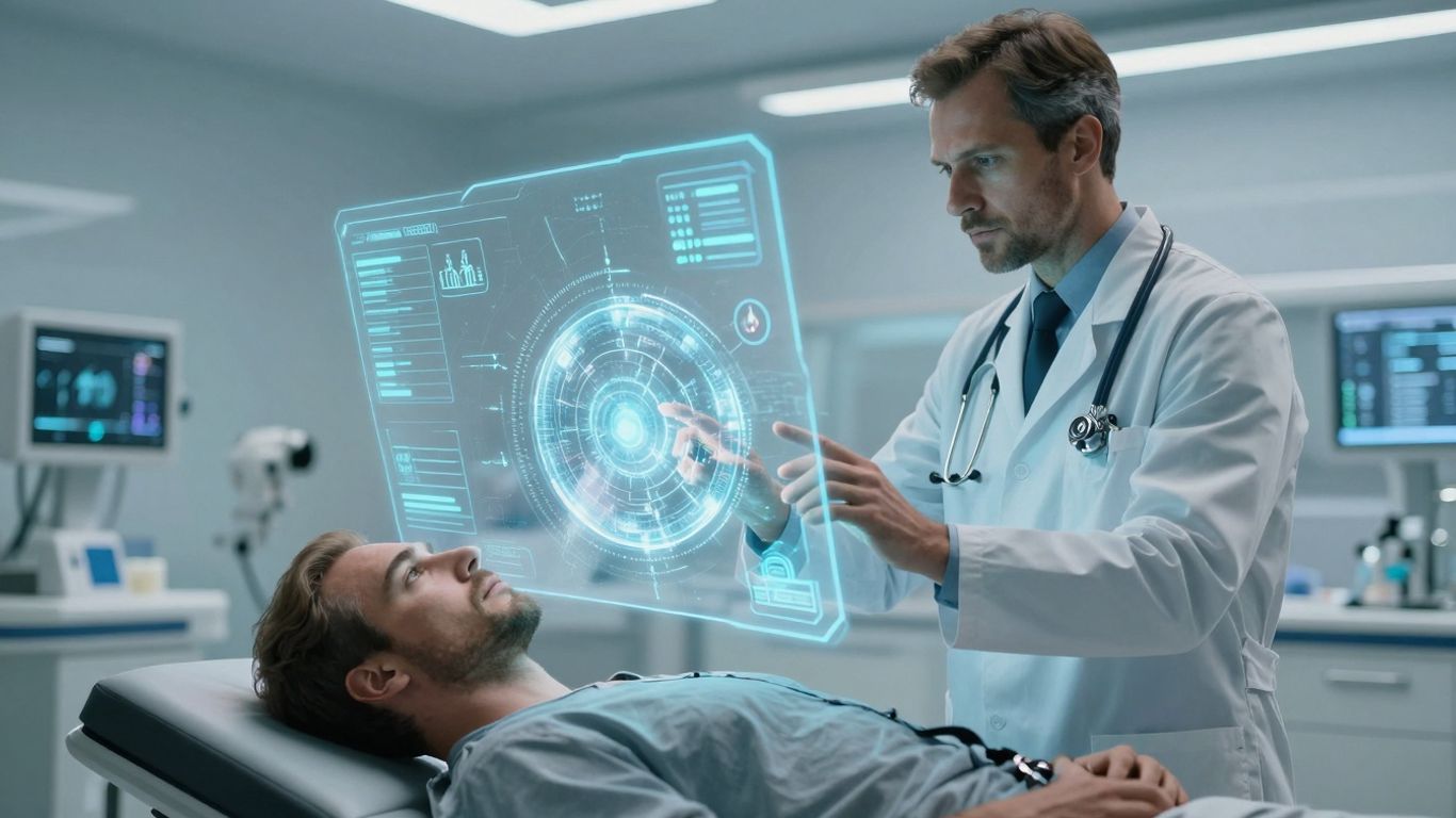 Doctor using AI interface for patient care