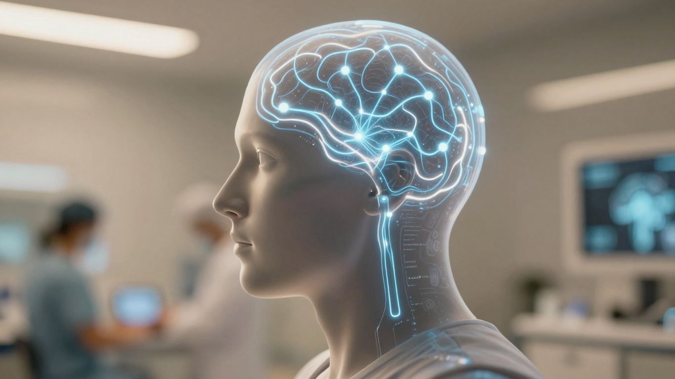 Futuristic healthcare with AI and neural networks.