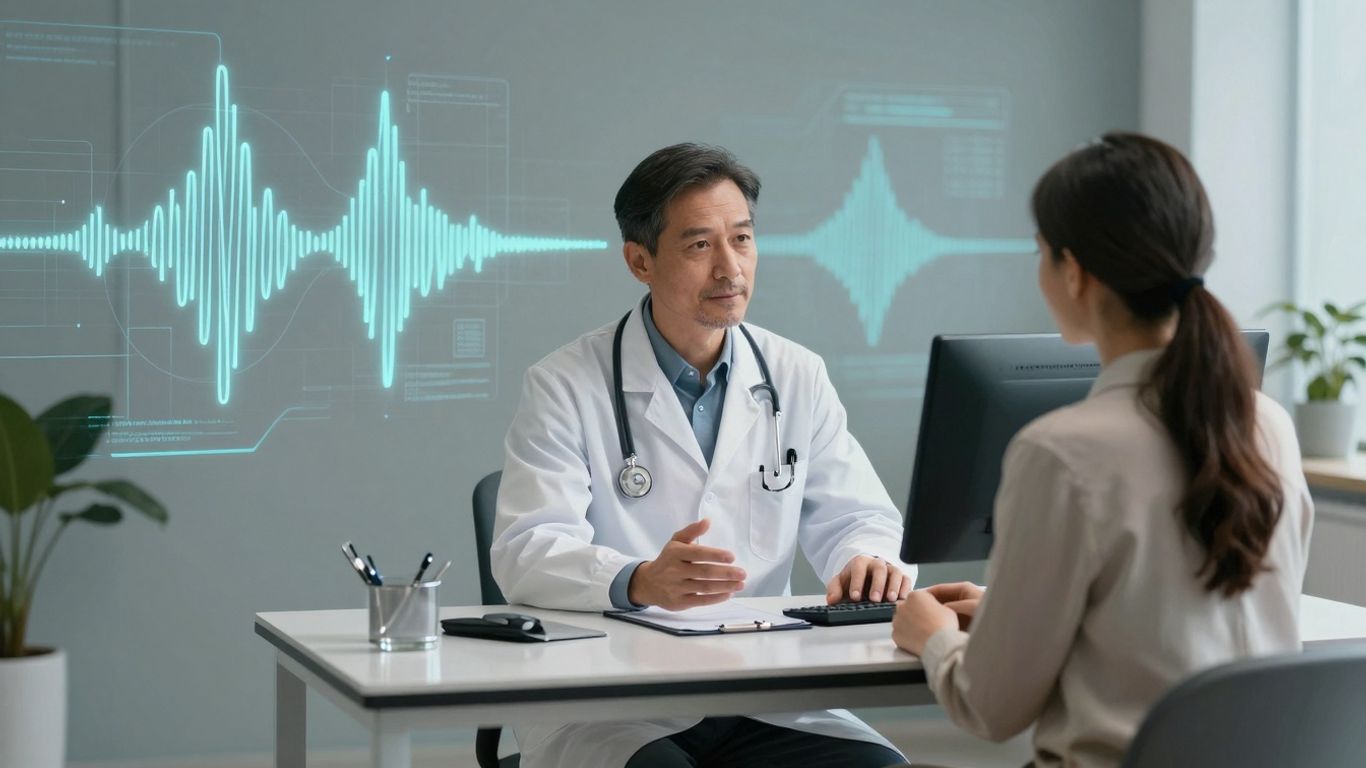 Doctor and patient with voice AI in healthcare