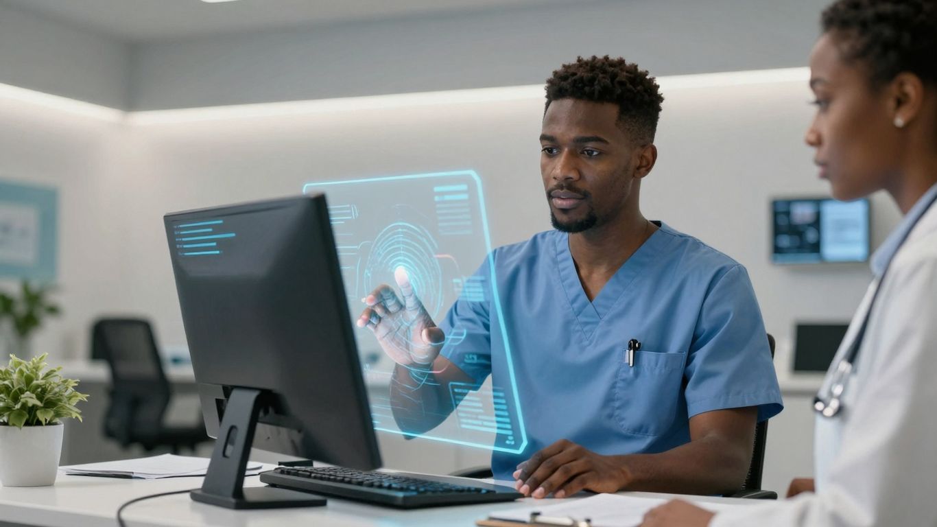 AI voice agent interface in a healthcare setting.