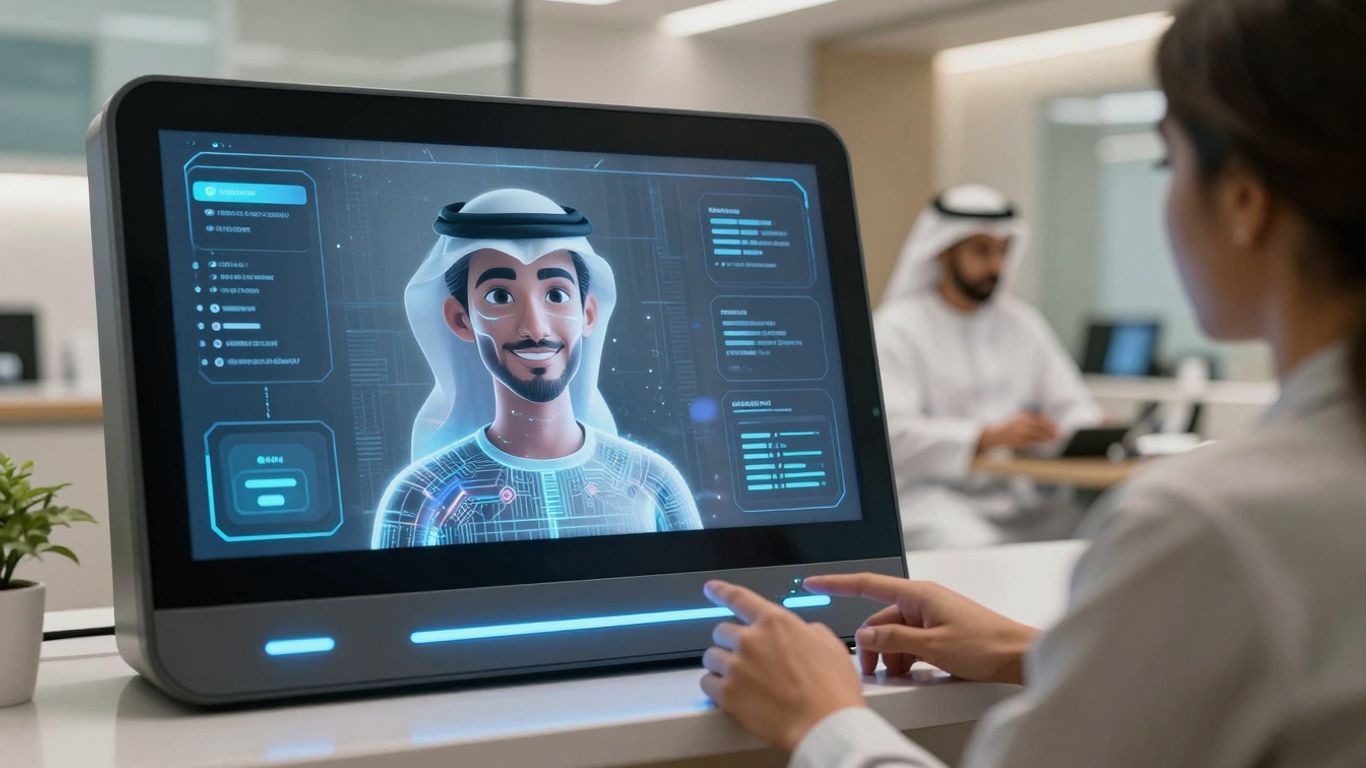 AI voice receptionist interface in a modern clinic.