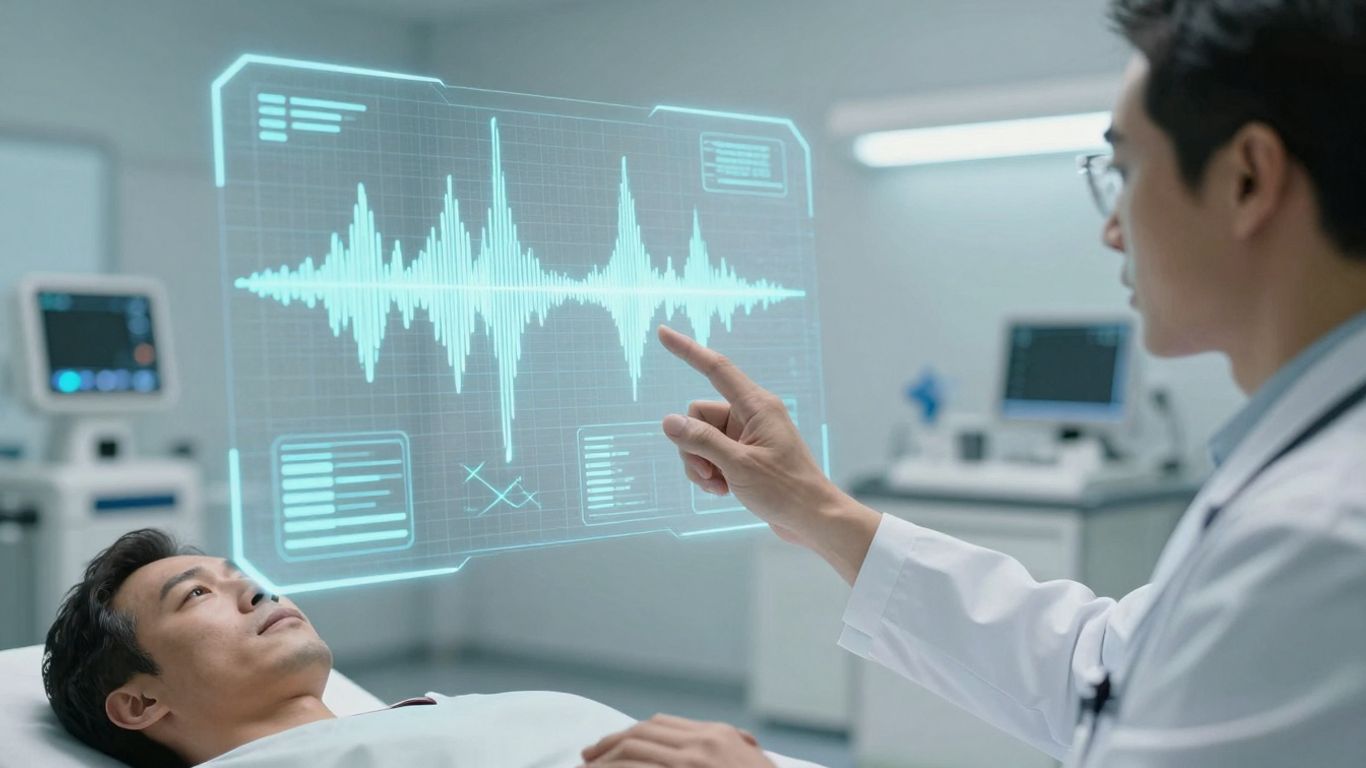 AI voice technology in a modern healthcare setting.