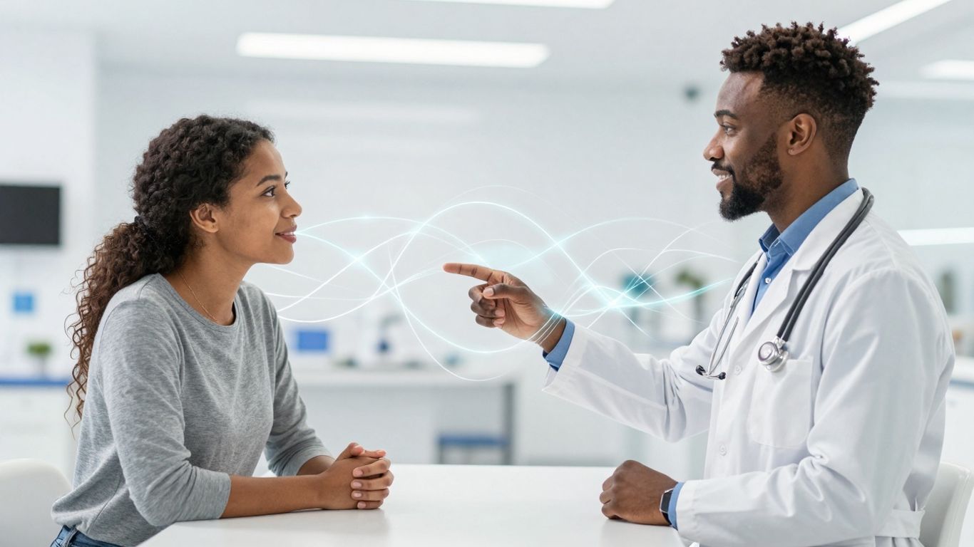 Doctor and patient with AI technology
