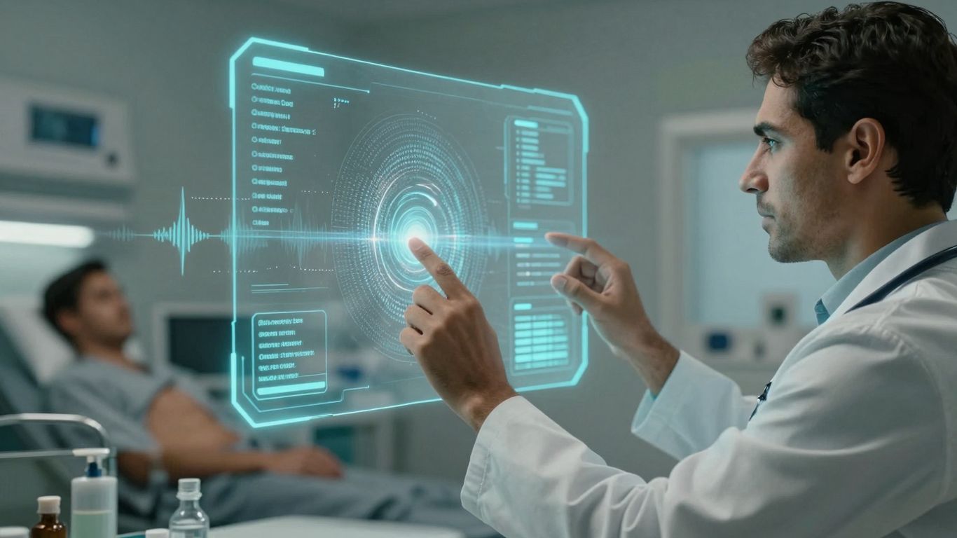 Doctor using AI interface for patient care