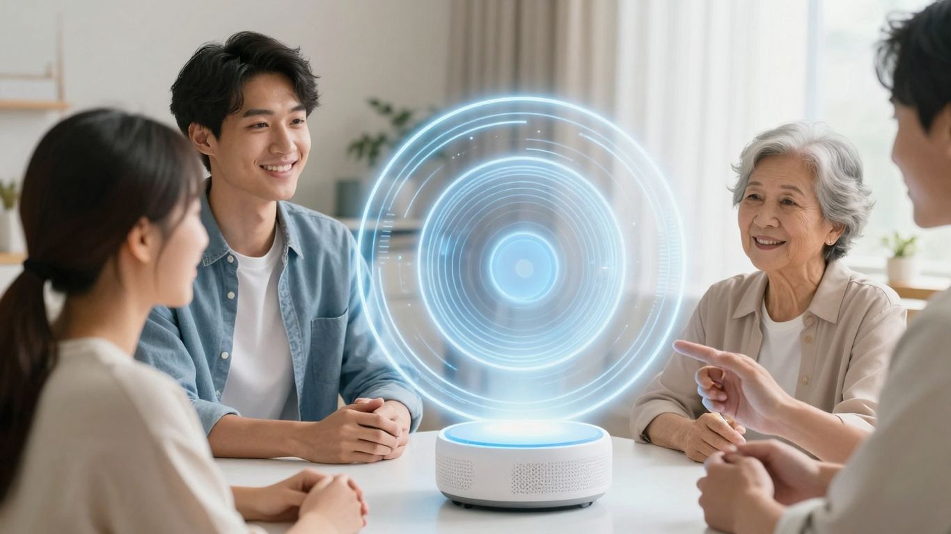 AI voice assistant helping diverse patients with healthcare.