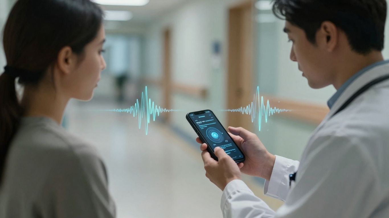 Doctor and patient with voice AI communication