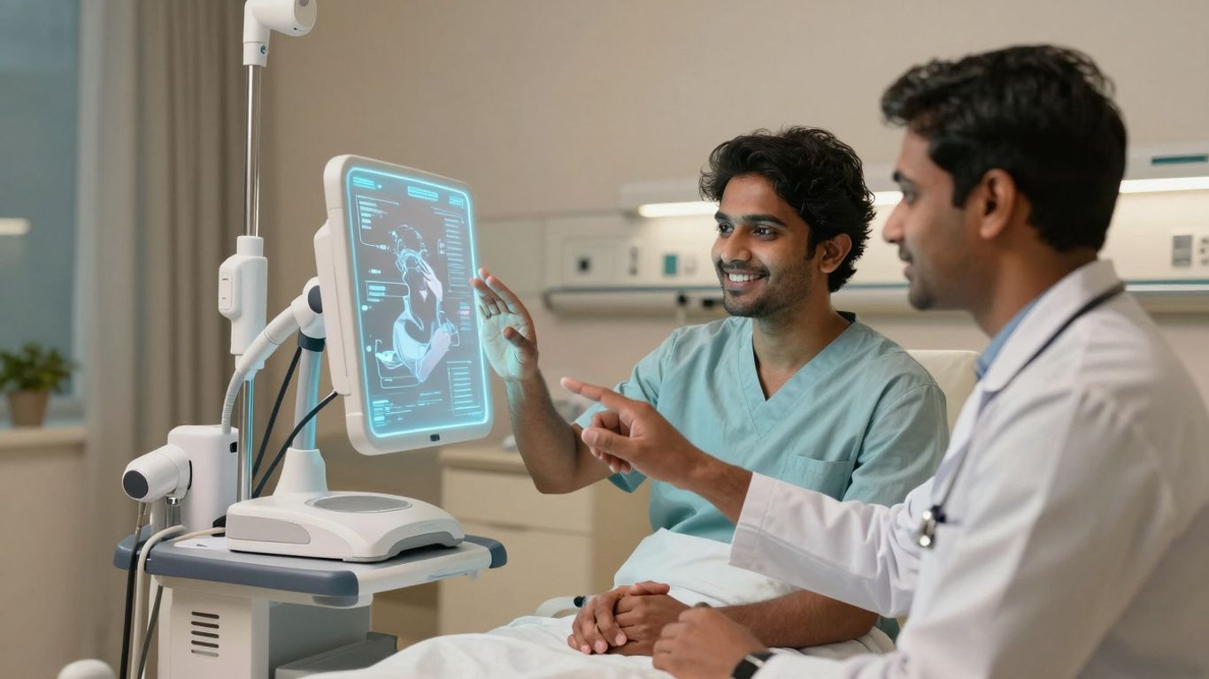 Patient engaging with futuristic healthcare technology