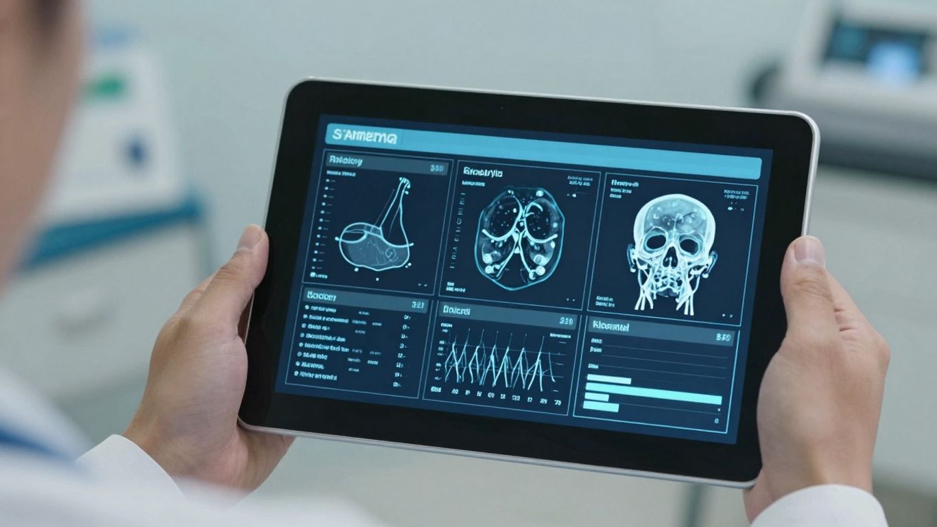 Doctor using advanced voice AI technology in healthcare.