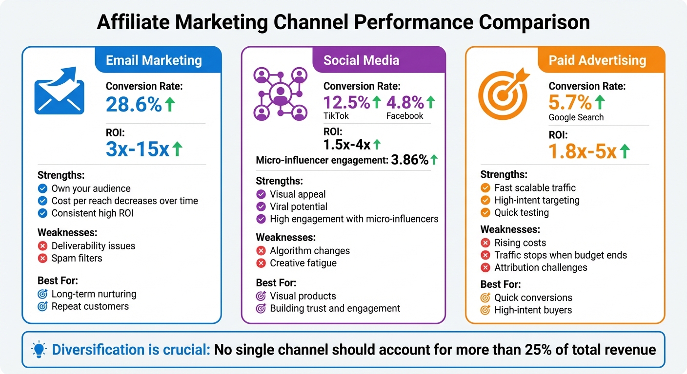 Affiliate Marketing Channel Performance Comparison: Email vs Social Media vs Paid Ads