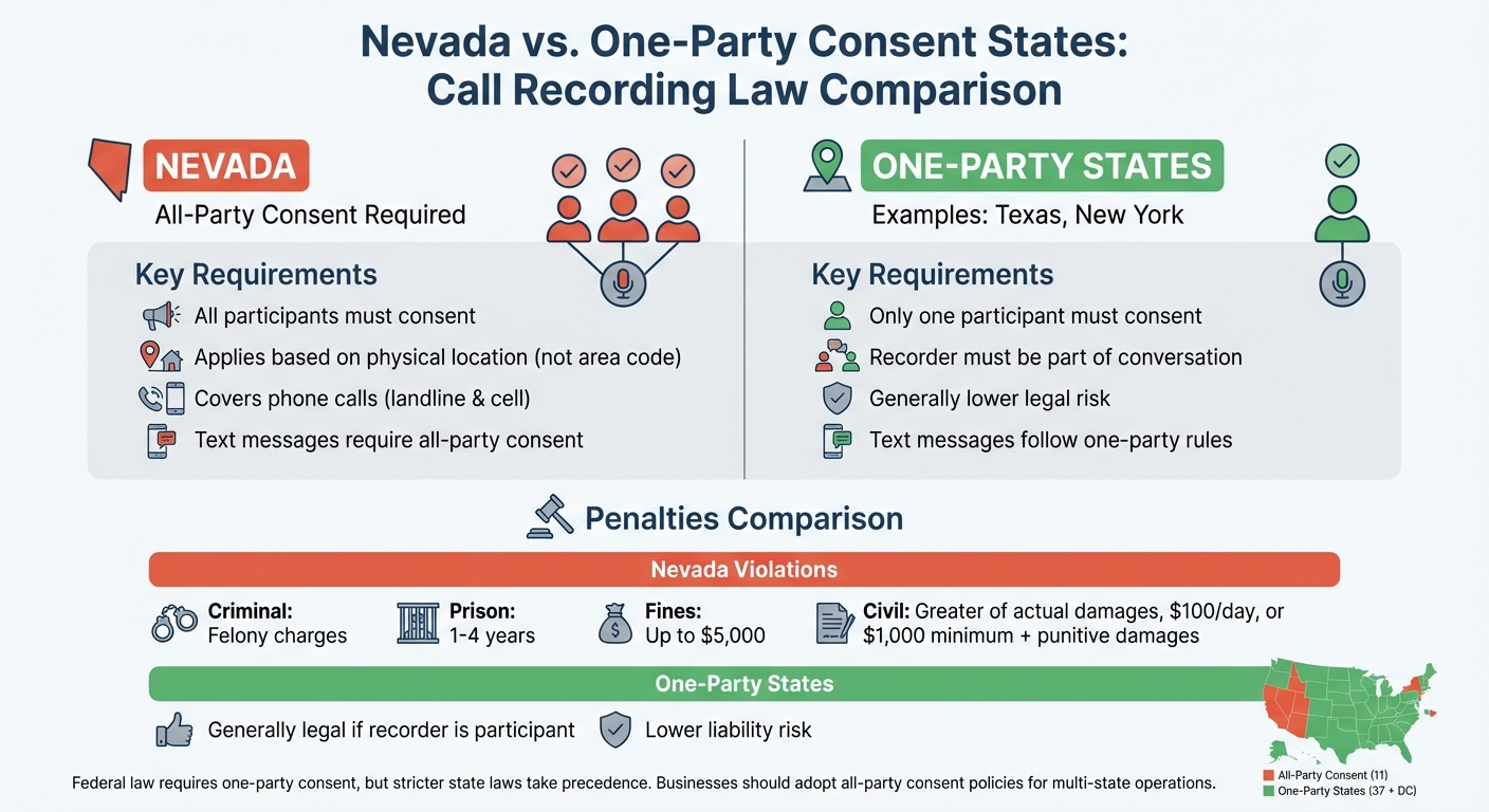 Nevada vs One-Party Consent States: Call Recording Laws Comparison