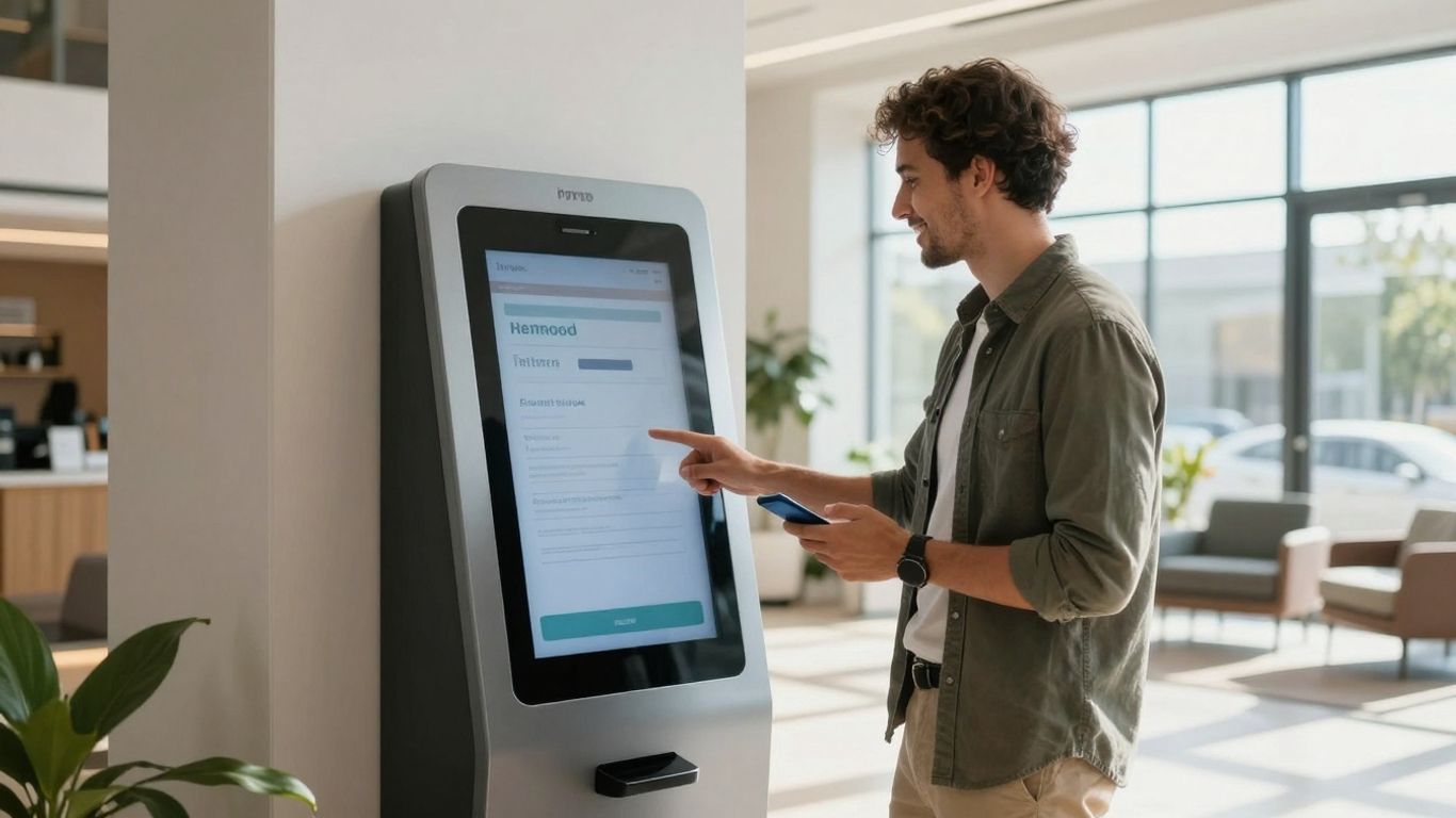 Tenant using digital kiosk for automated check-in