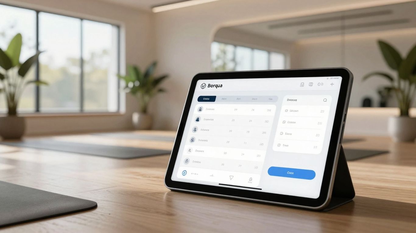 AI booking system in a modern yoga studio.