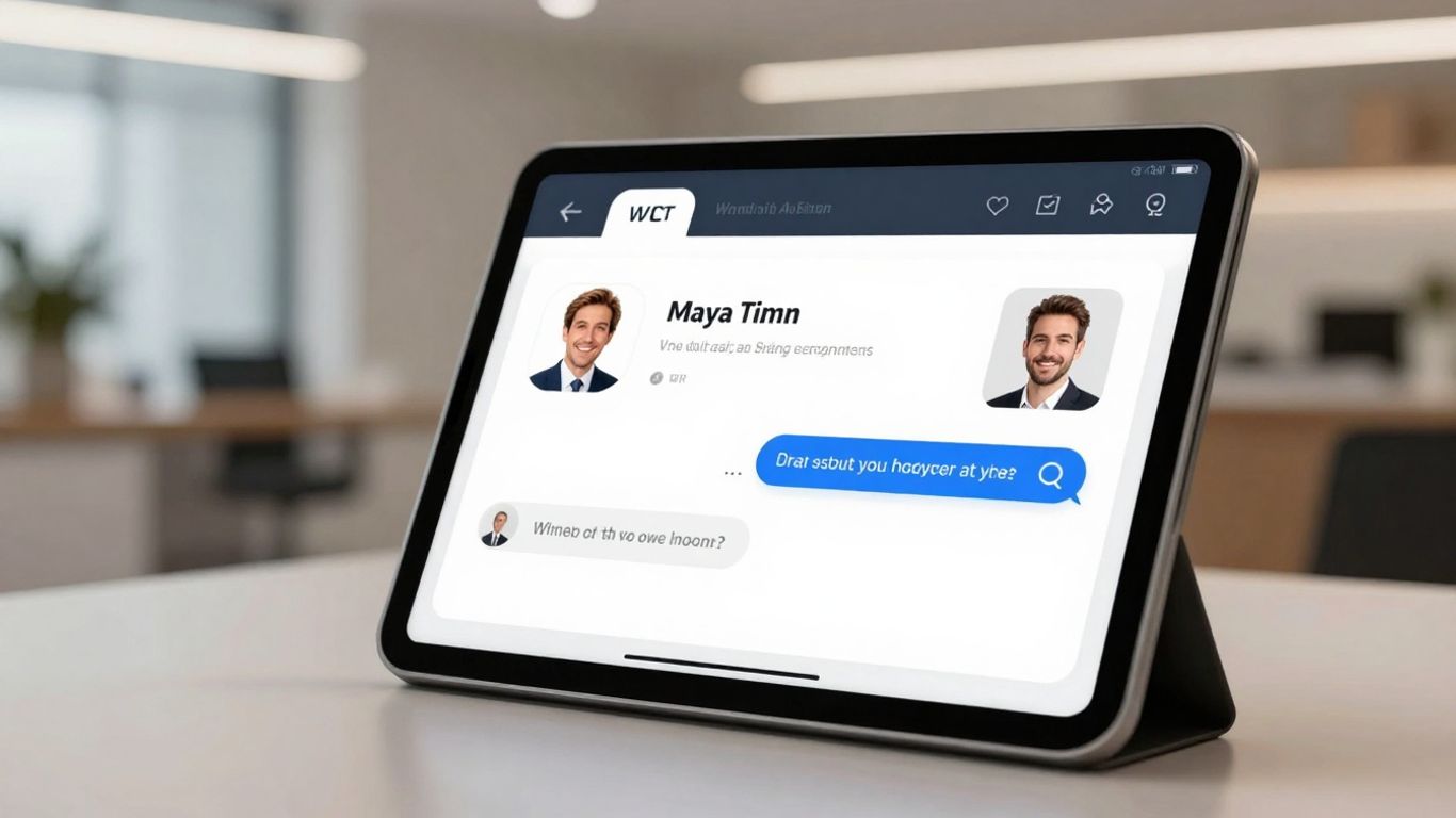 AI chatbot on tablet in real estate office