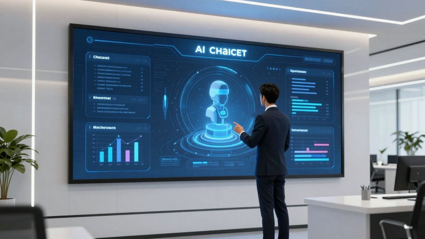 AI chatbot assisting real estate agent in office