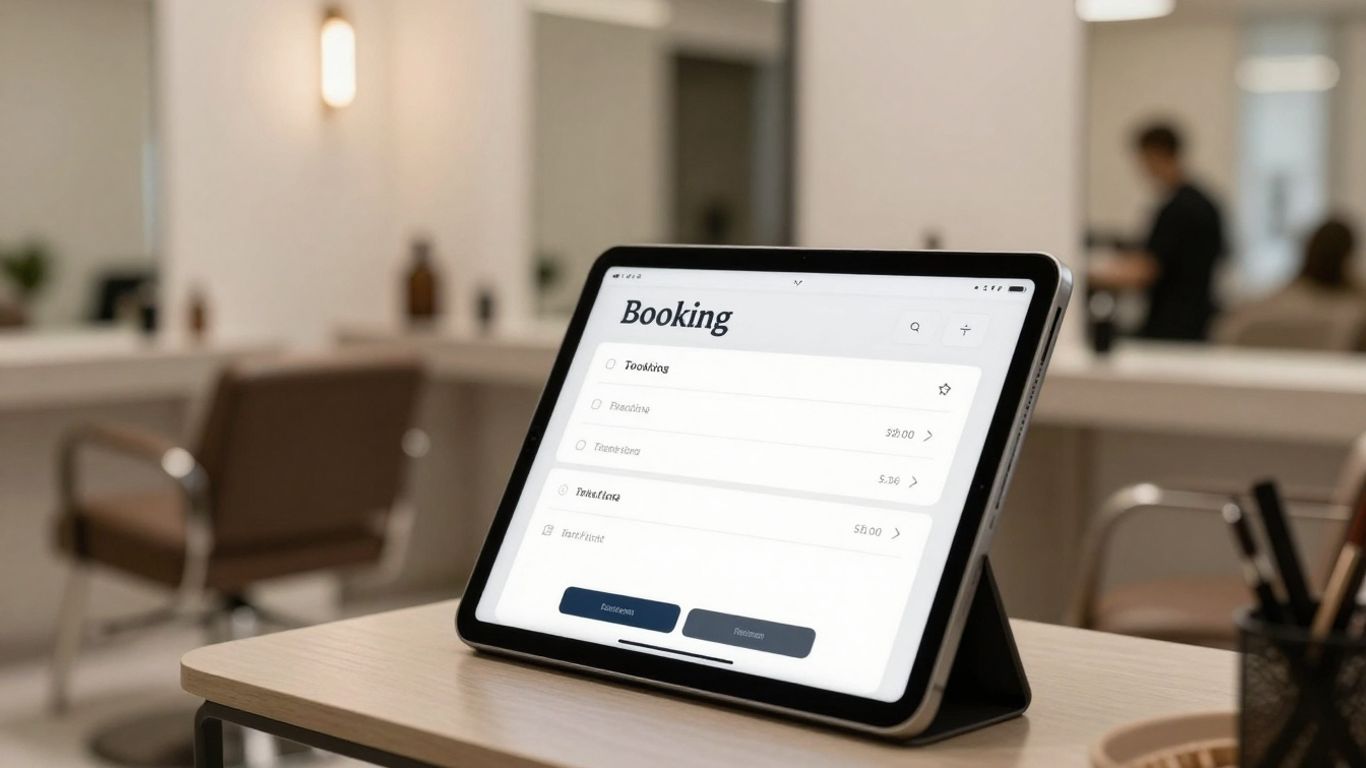 Salon booking system on a tablet
