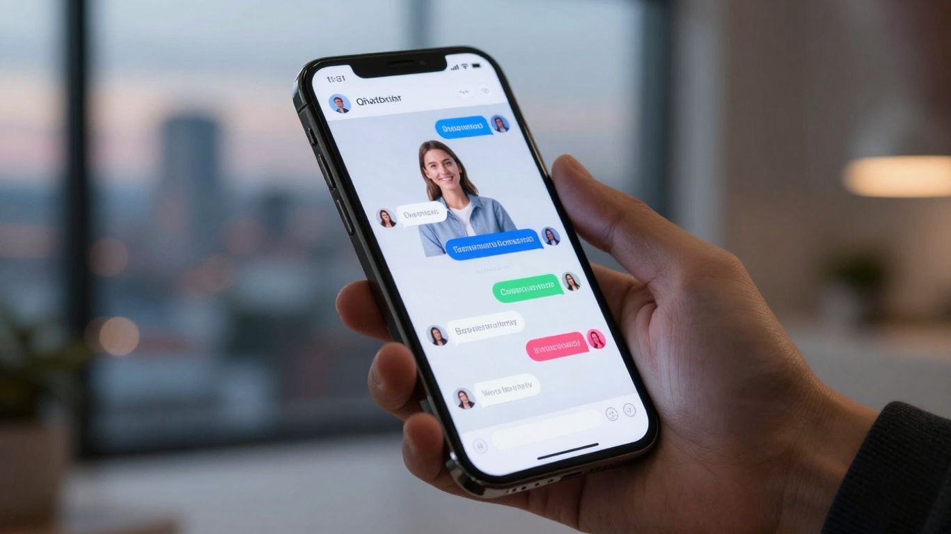 Real estate chatbot on a smartphone screen.