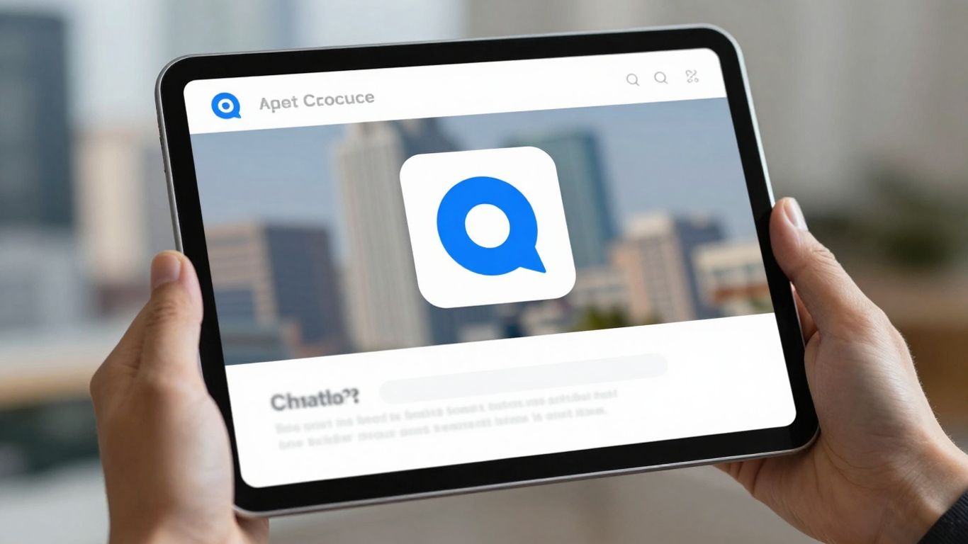 Chatbot assisting with real estate on a tablet.