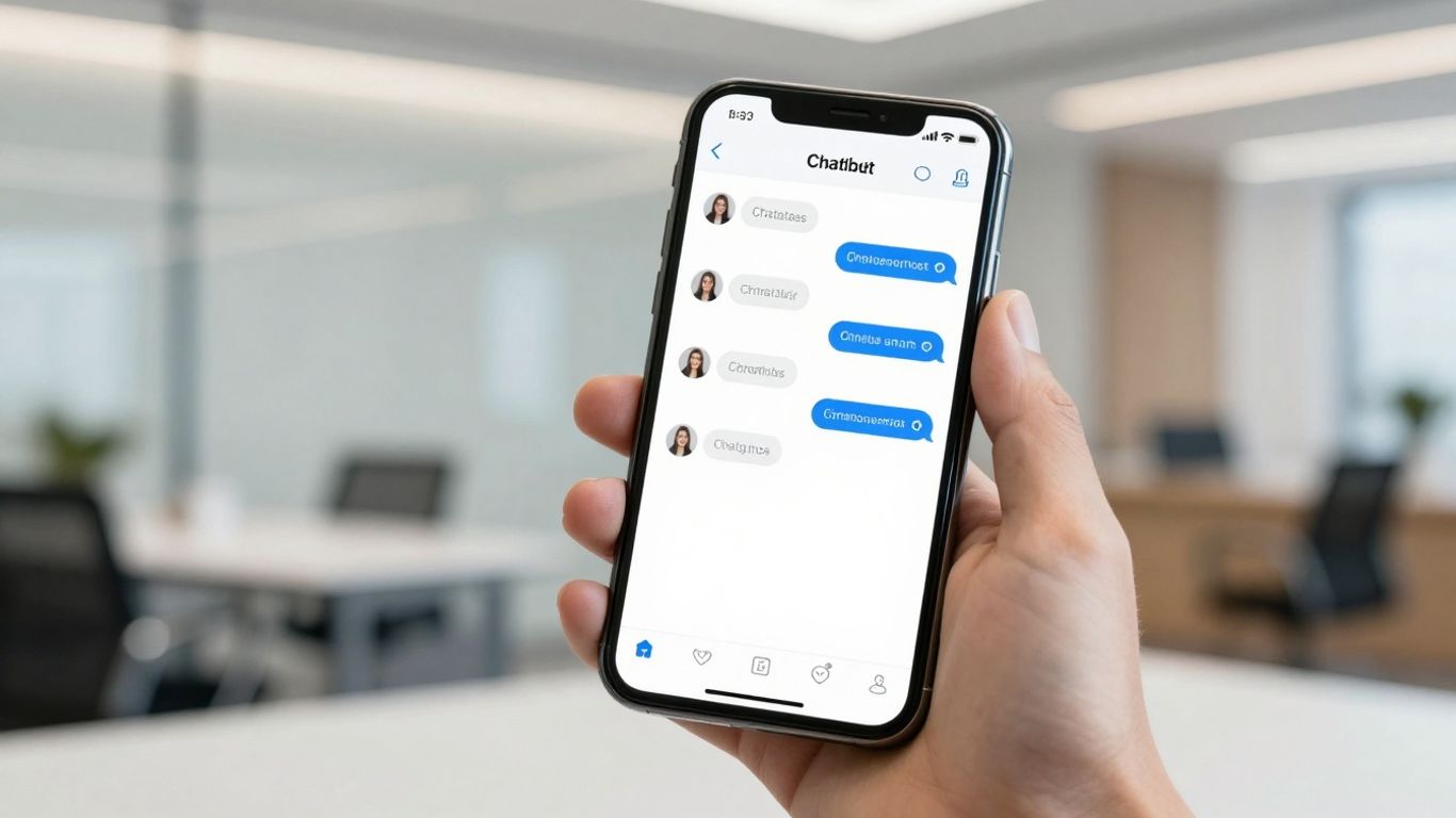 Real estate chatbot on a smartphone screen.