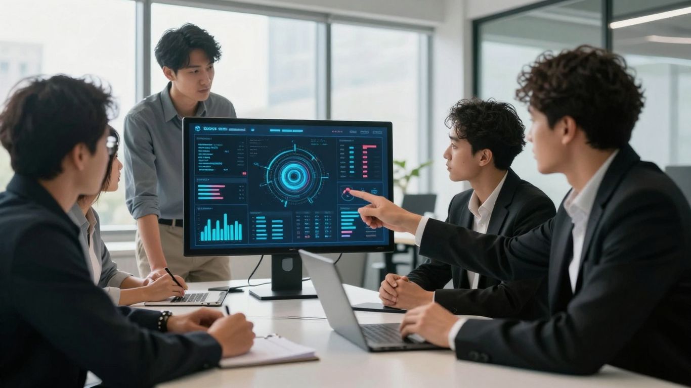 Real estate chatbot cost analysis team meeting.