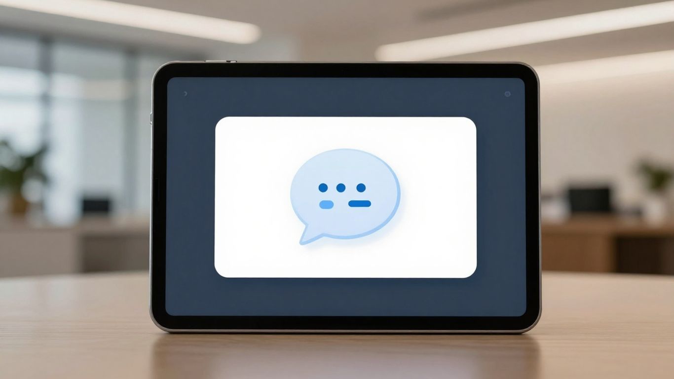 Real estate chatbot on a tablet screen.