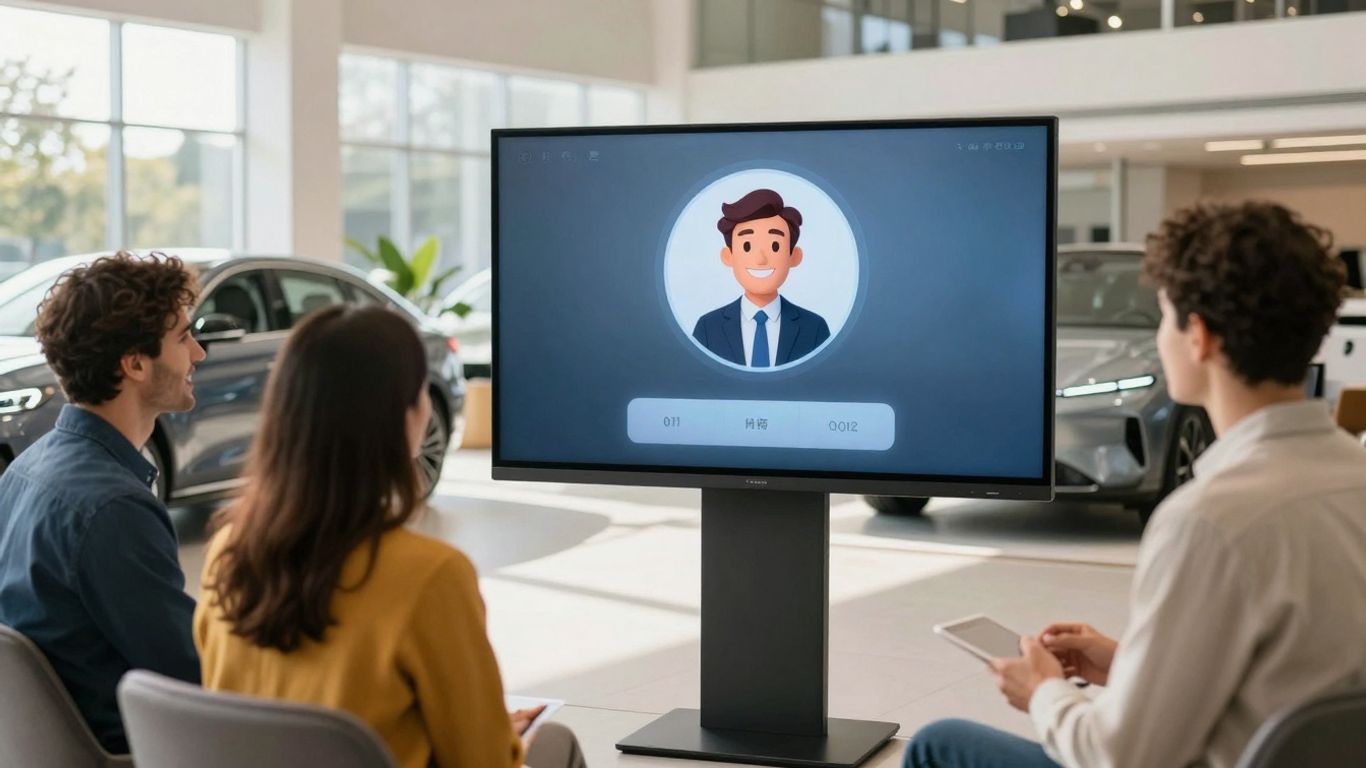 Virtual assistant helping customers in a car dealership.