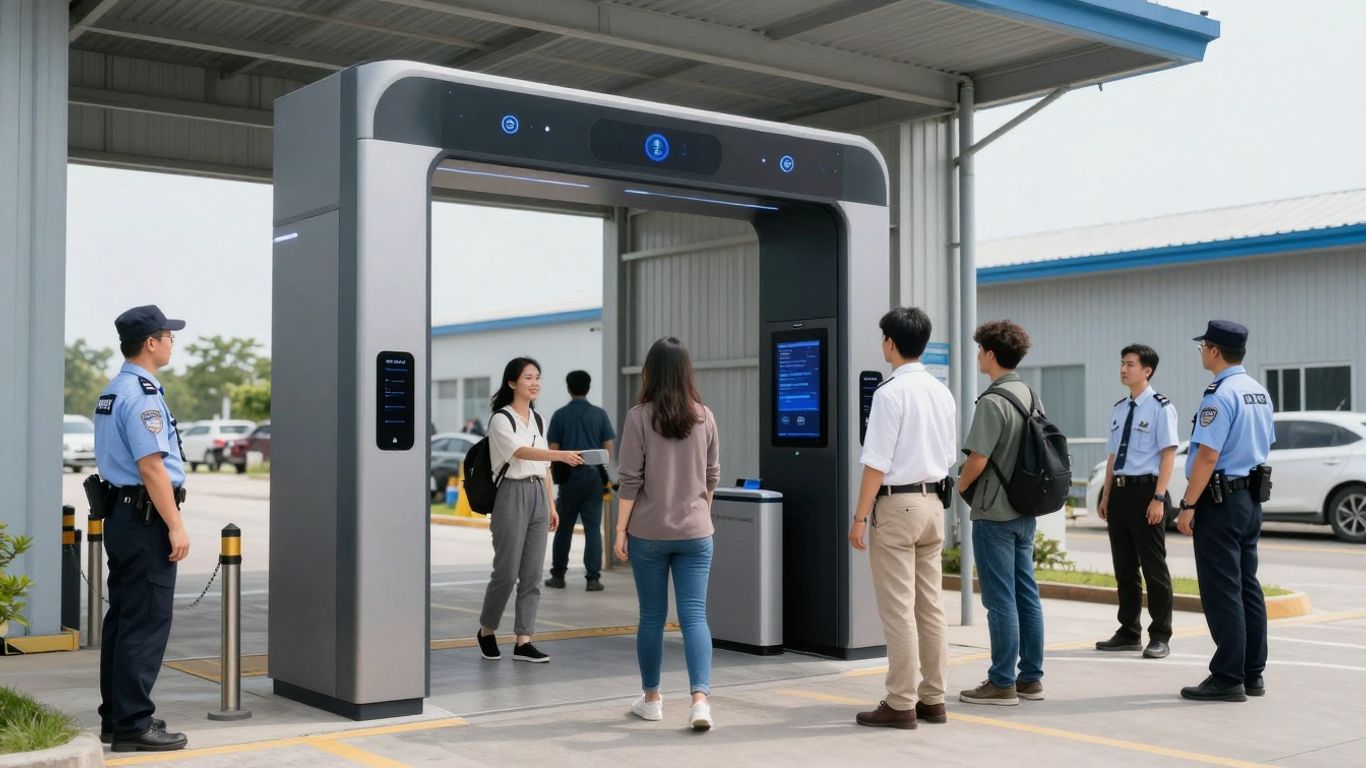 AI visitor management system at an industrial site.