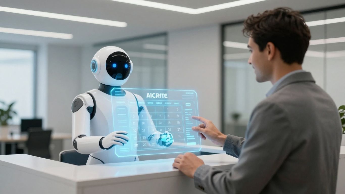 AI receptionist assisting a client with scheduling.