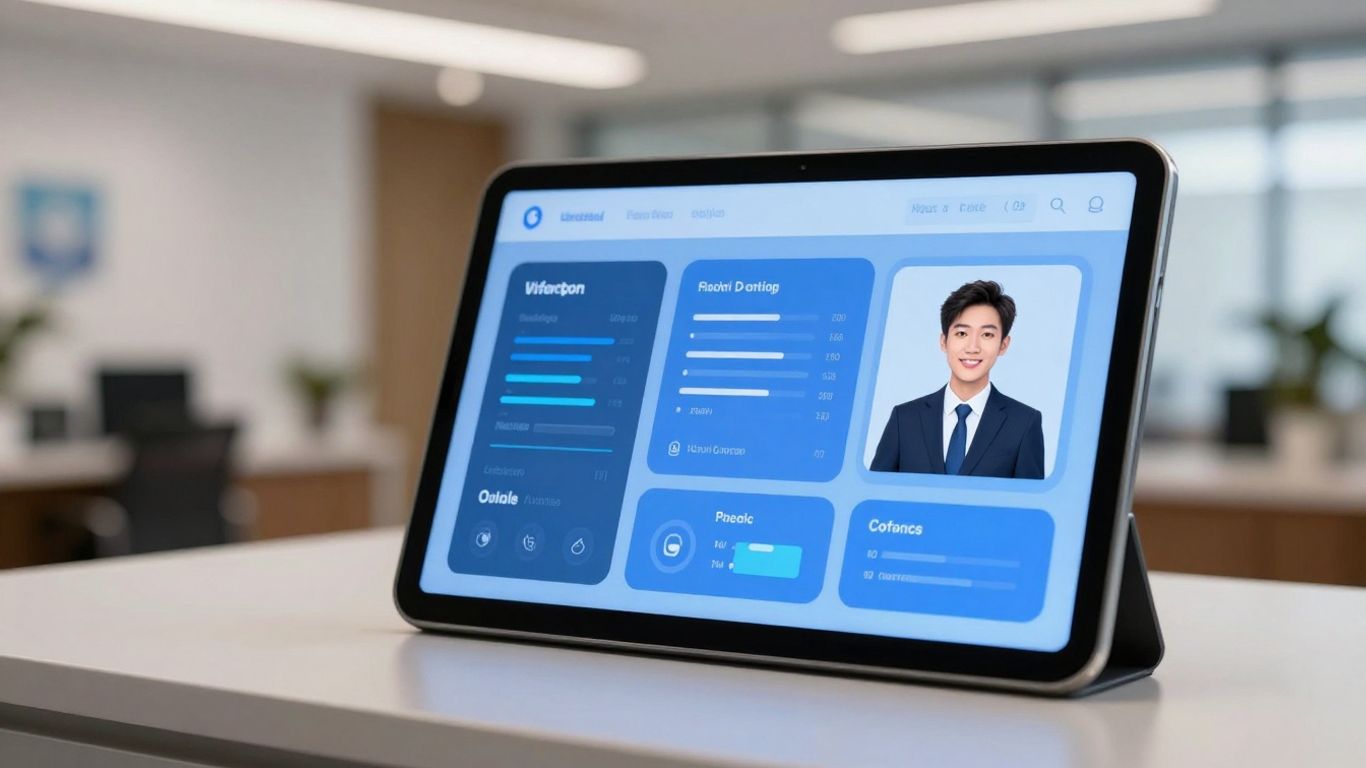 AI receptionist interface in a real estate office.