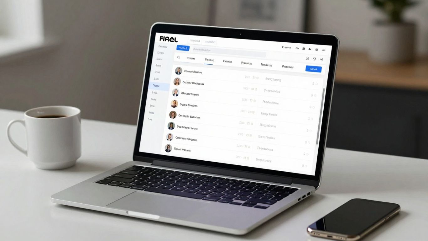 Real estate CRM dashboard on a laptop screen.
