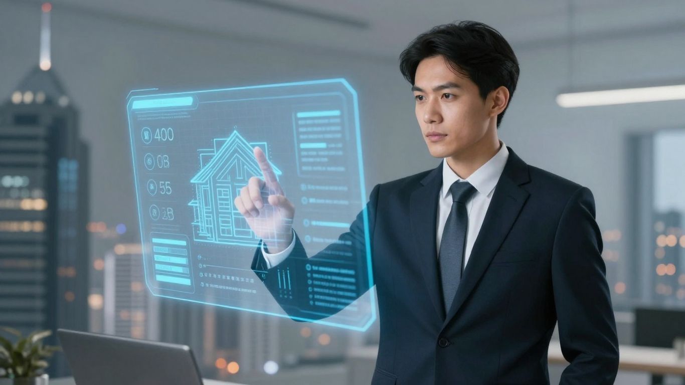 Real estate agent using AI technology for success.