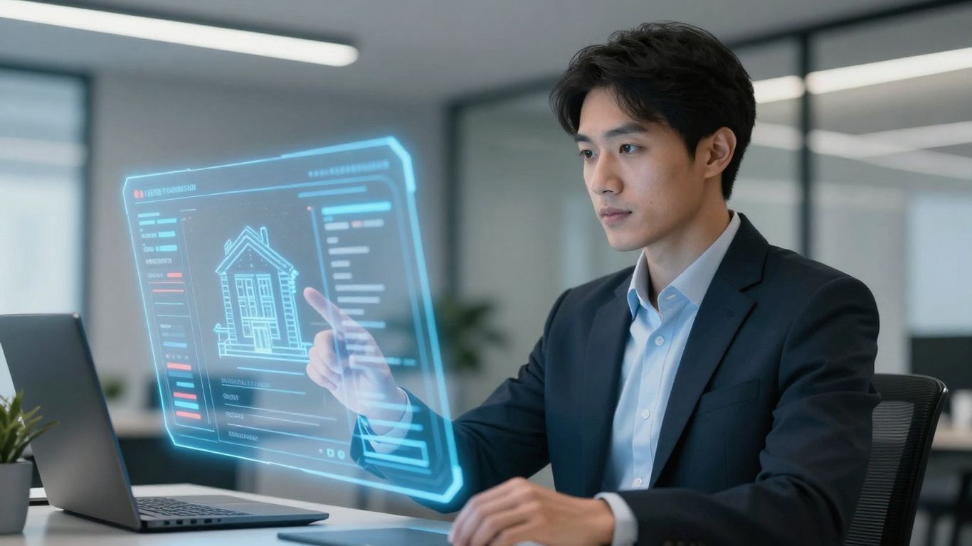 Real estate agent using AI interface for property data.