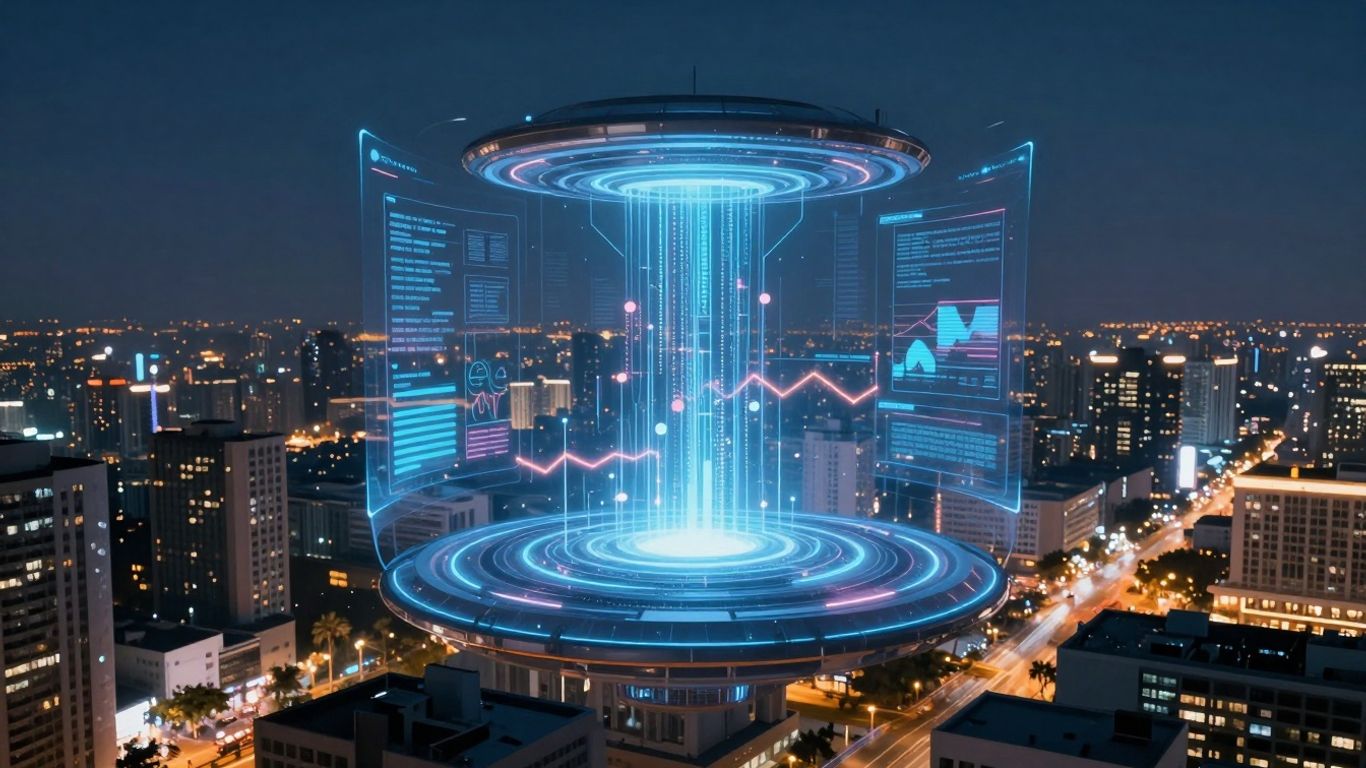 AI assistant managing real estate inquiries in a modern office.