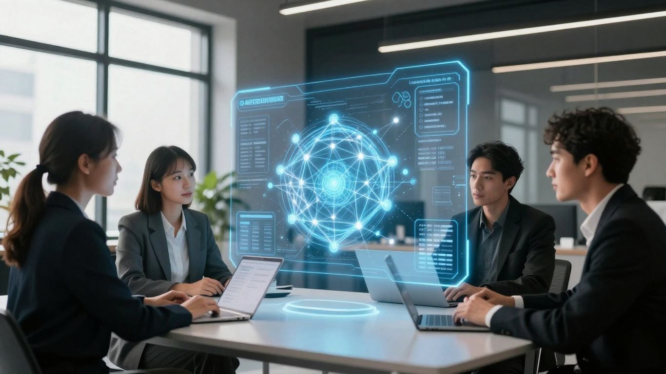 AI real estate lead generation technology in office setting.