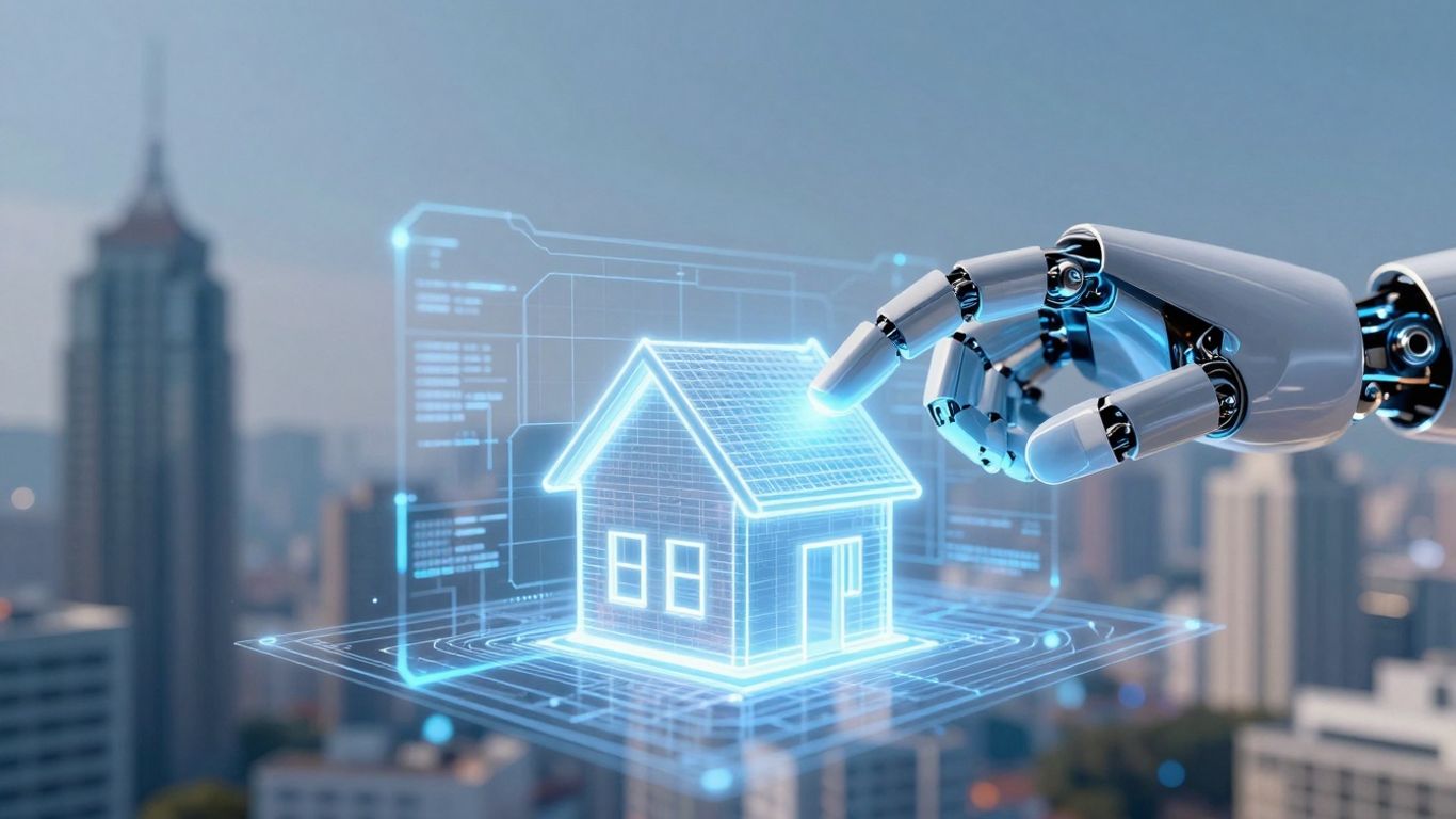 AI agent and futuristic house blueprint