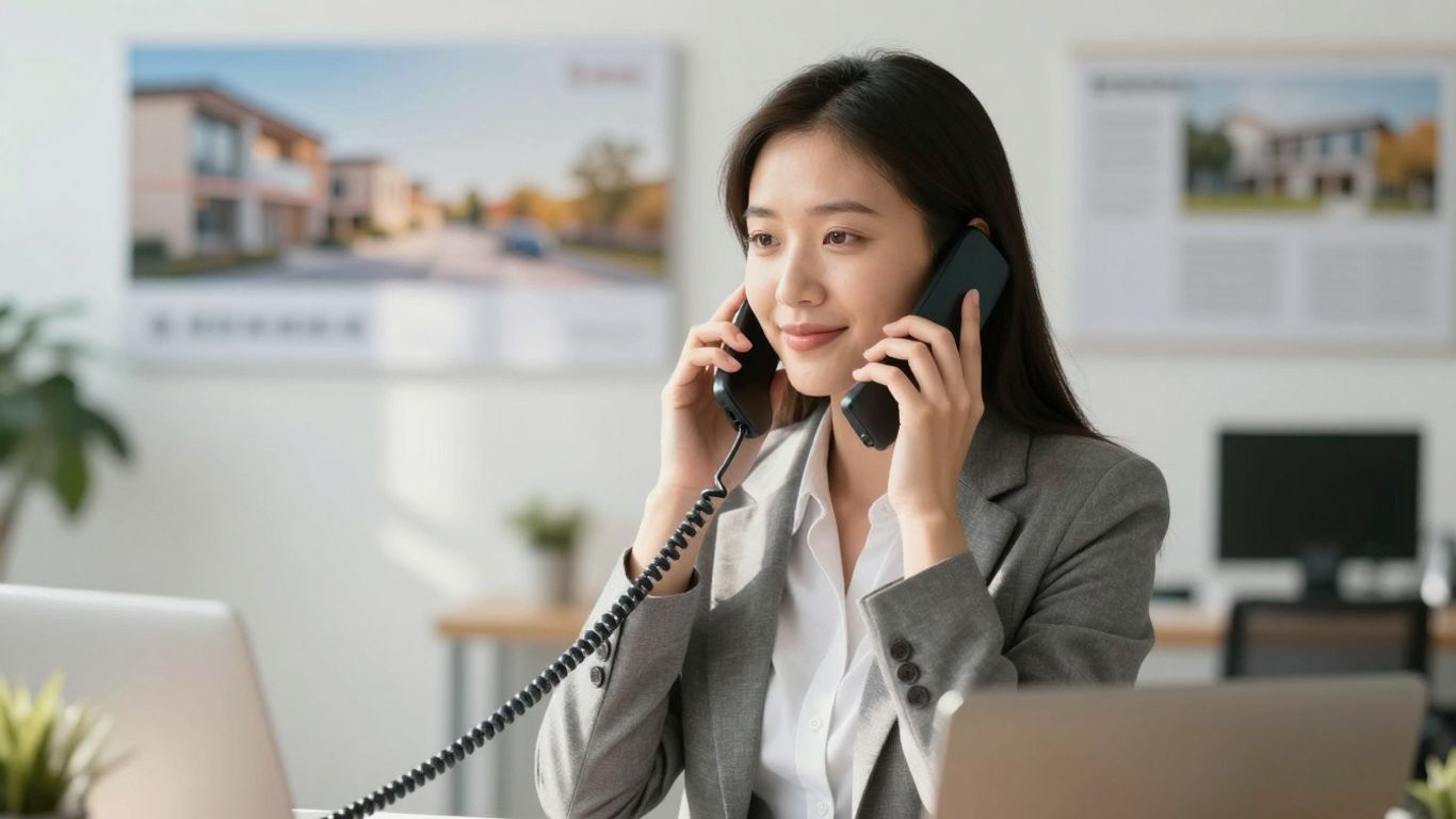 Real estate agent answering phone, never missing a lead.