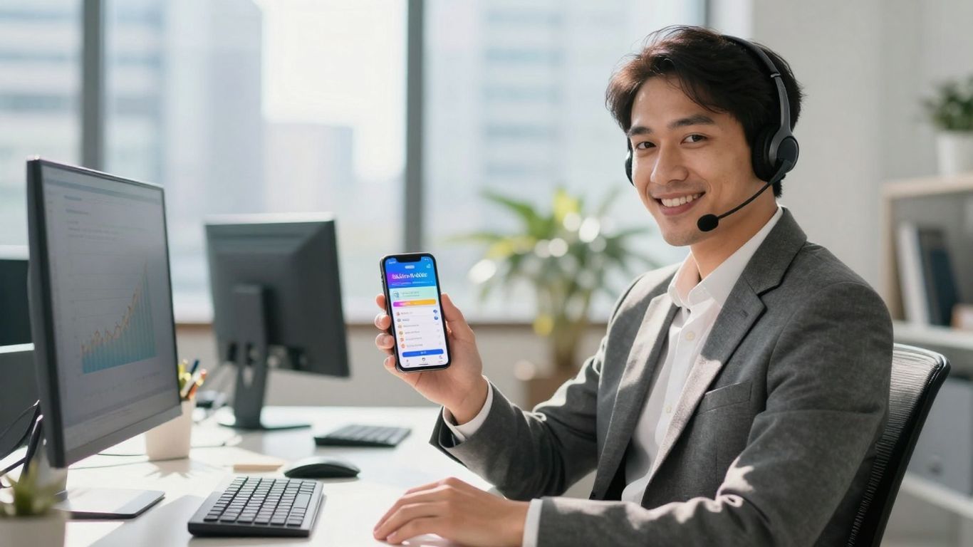 Real estate agent using smartphone for lead generation