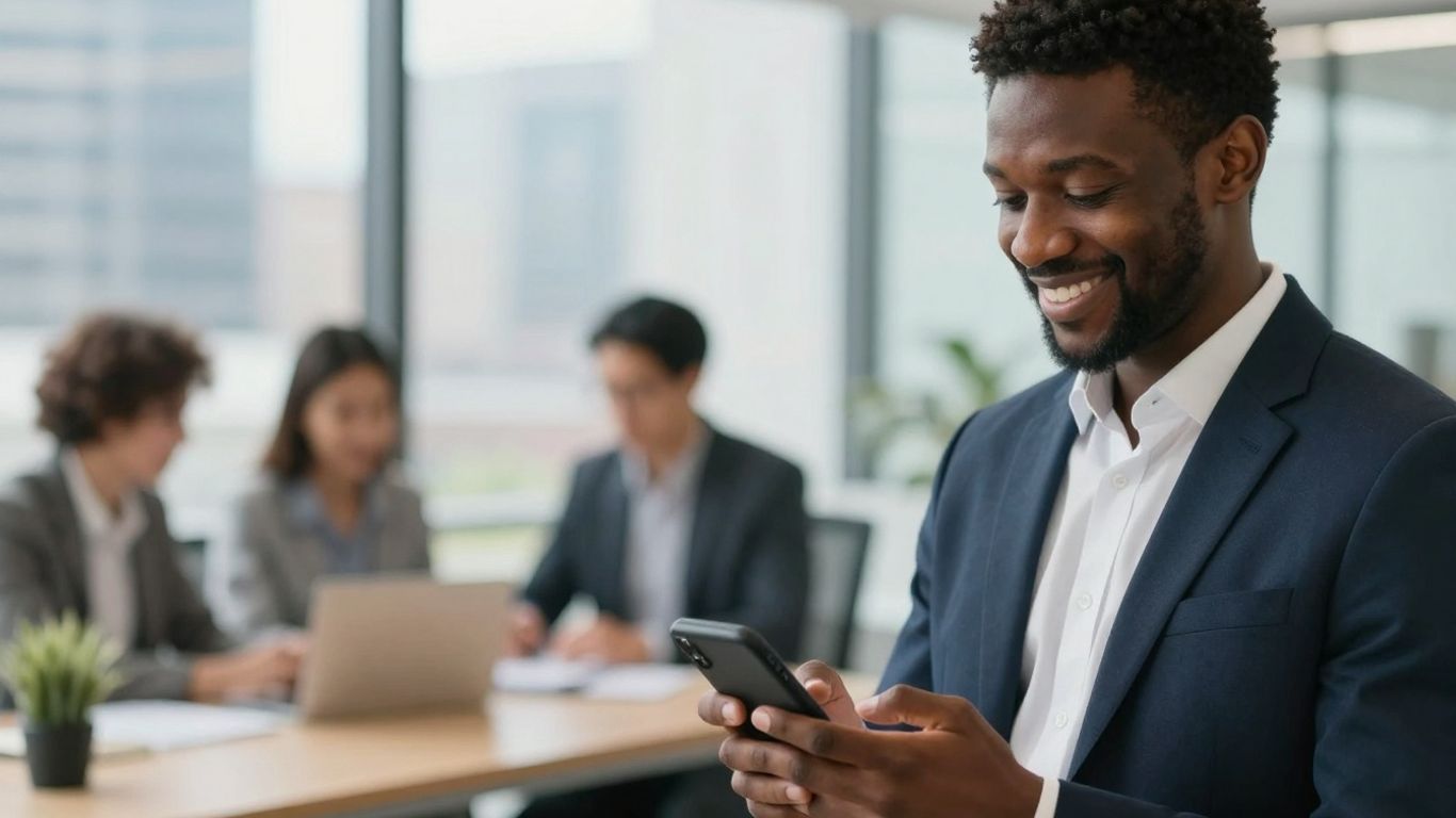 Professional real estate answering service agent on the phone.