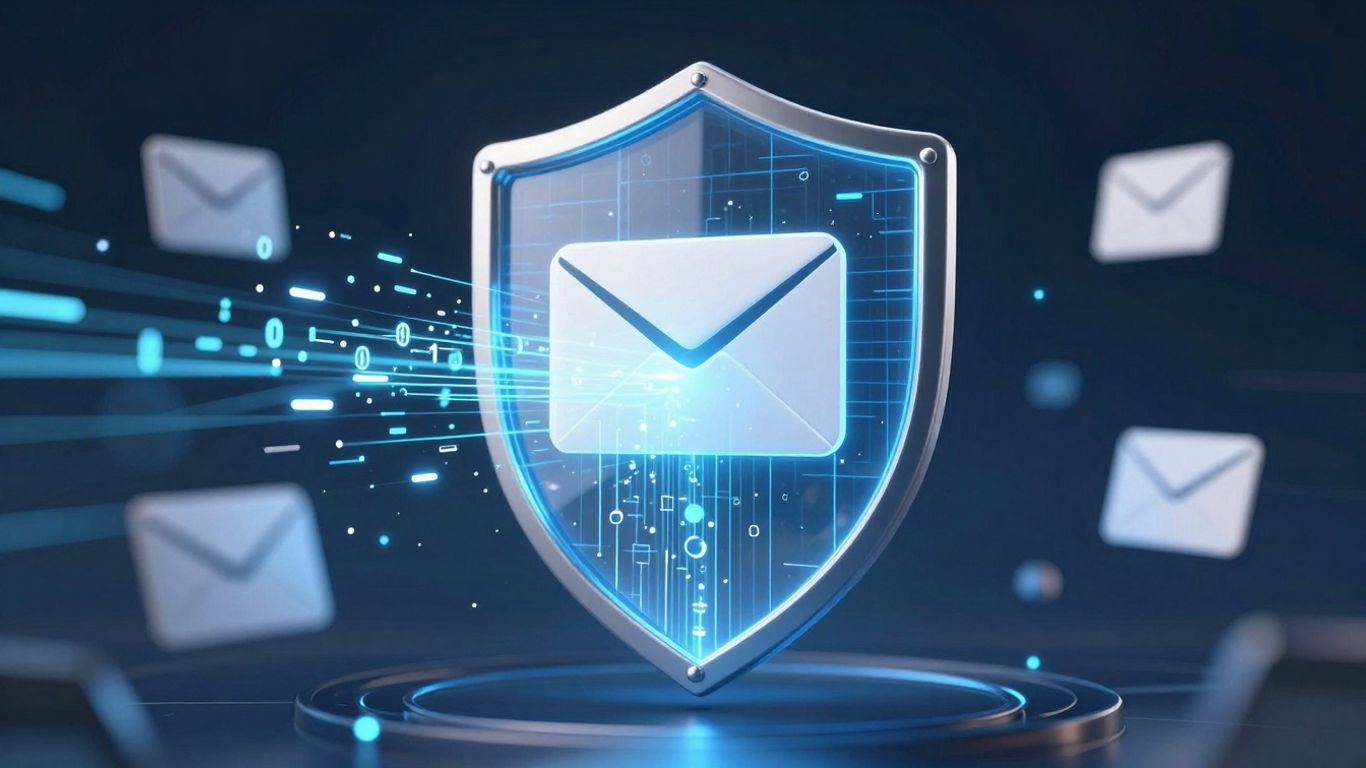 AI protecting email inbox from digital threats.