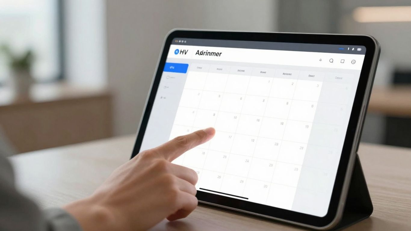 Chatbot scheduling real estate appointments on a tablet.