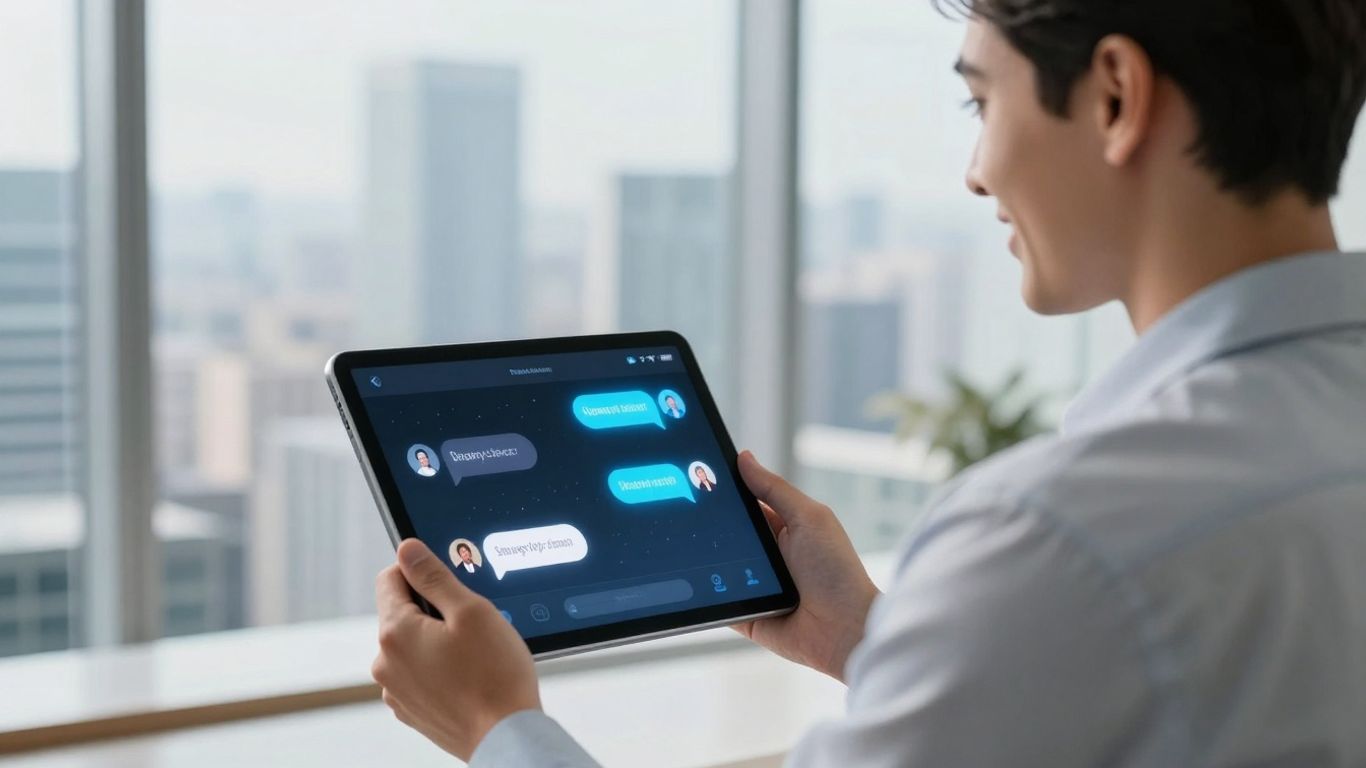 Real estate agent using a chatbot for 24/7 client support.