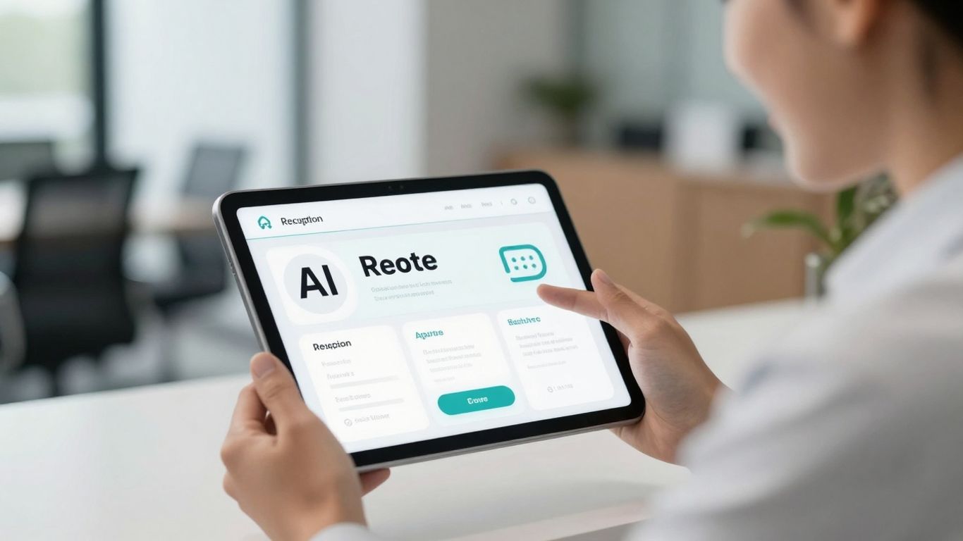 AI receptionist on tablet with real estate agent
